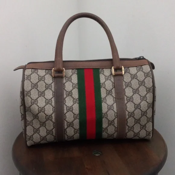 Authentic Vintage Gucci GG Monogram Supreme Sherry Web Ophidia Boston Doctor Bag - Picture 3 of 11